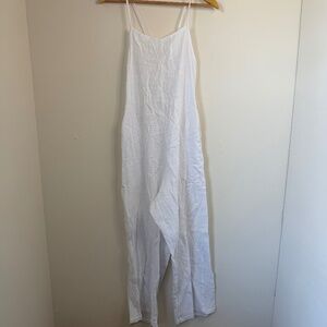 Bahhgoose Jumpsuit Women's XS/SM White Linen Cotton Sleeveless Resort Beach